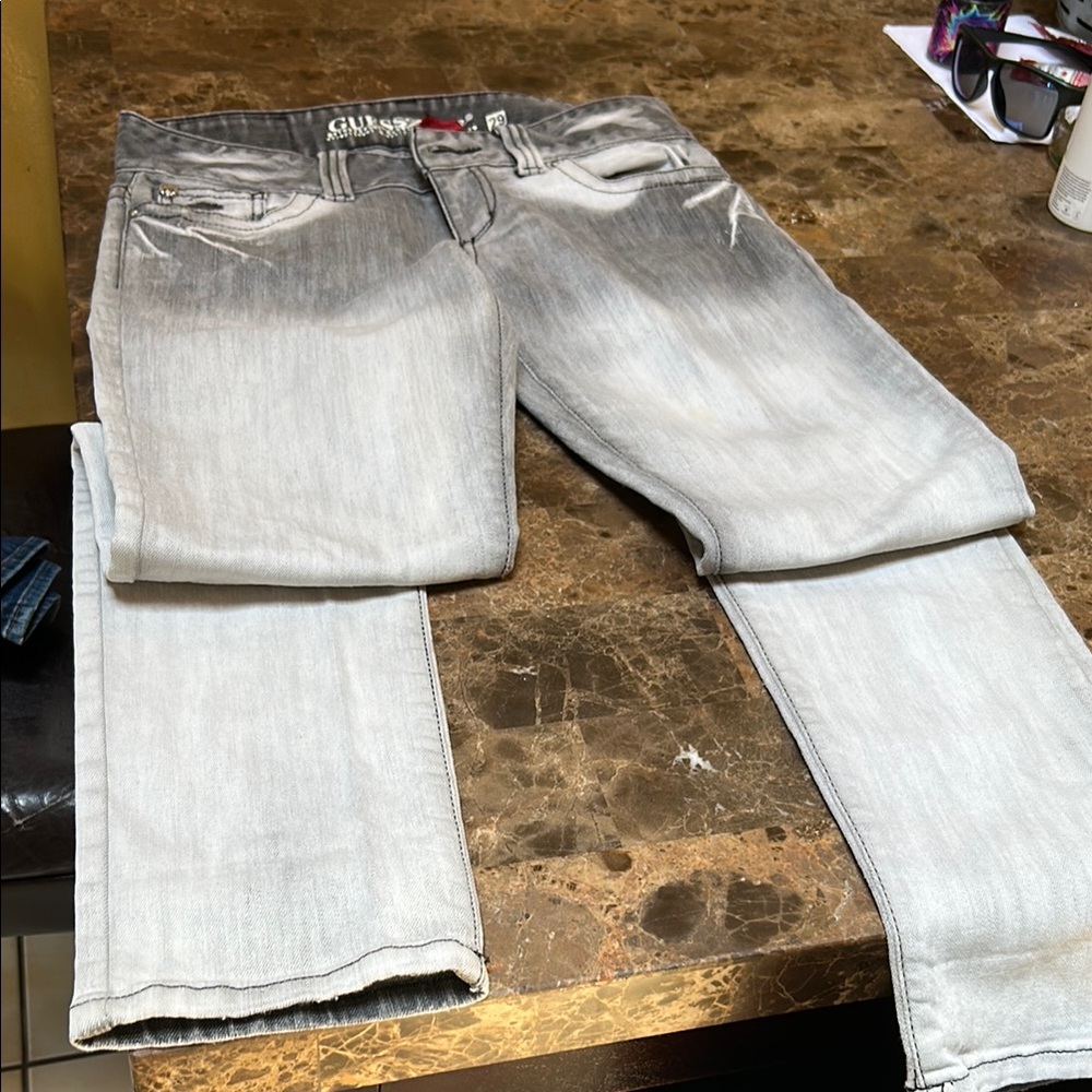 Guess Gray Straight Leg Jeans Casual Washed These are Vintage